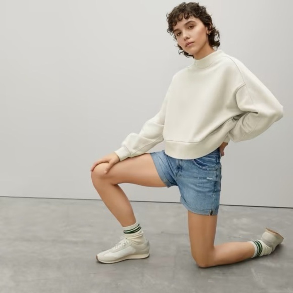 Everlane renew mock neck sweater in cream